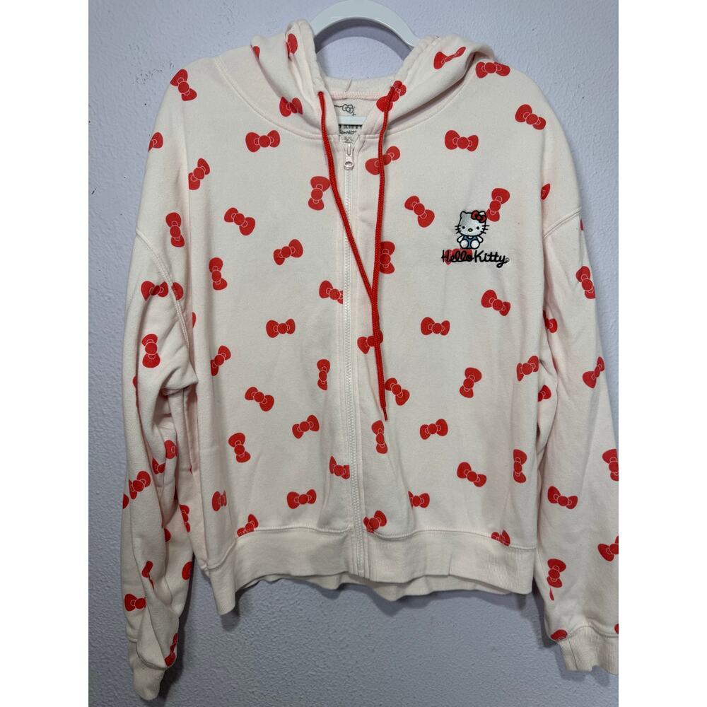 Sanrio Hello Kitty Zip Up Hoodie Girls Red Bow Kawaii Coquette Y2K Aesthetic XXL